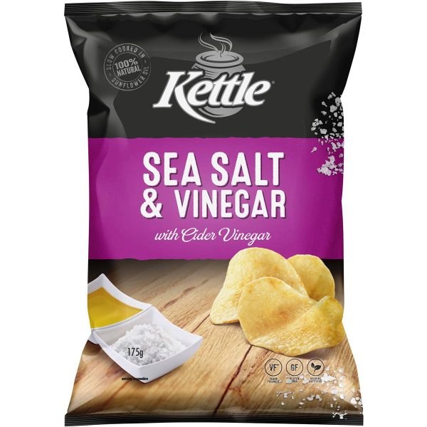 Kettle Sea Salt and Vinegar Potato Chips Pack 175g