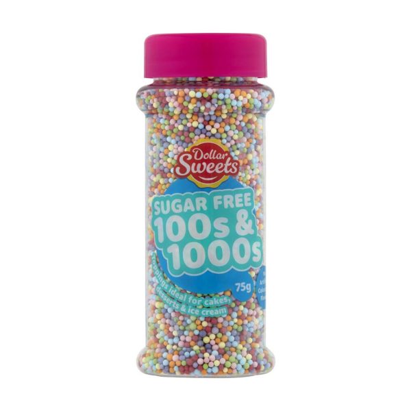 Dollar Sweets Sugar Free Rainbow 100s and 1000s Sprinkles Cake Topping Jar 75g