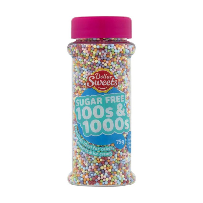 Dollar Sweets Sugar Free Rainbow 100s and 1000s Sprinkles Cake Topping Jar 75g