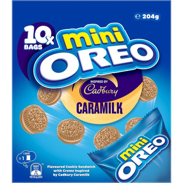 Oreo Caramilk Mini Cookies Biscuits 10 Pack 204g