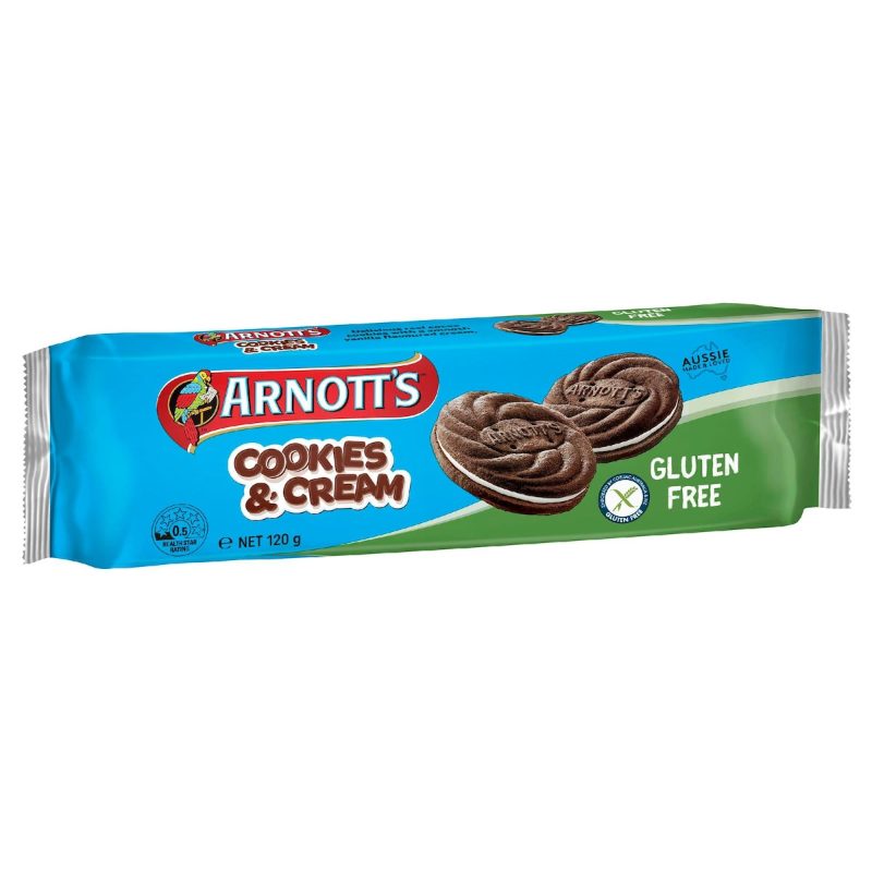 Arnotts Cookies And Cream Gluten Free Biscuits 120g