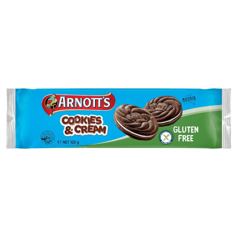 Arnotts Cookies And Cream Gluten Free Biscuits 120g