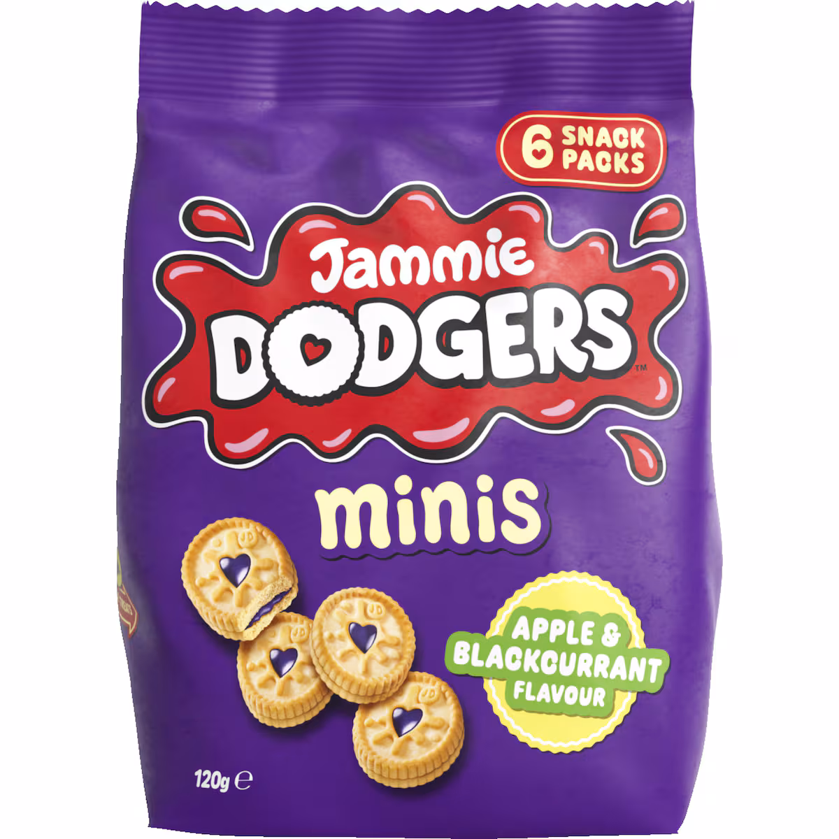 Jammie Dodgers Apple Blackcurrant Jam Biscuits Minis Packs 120g