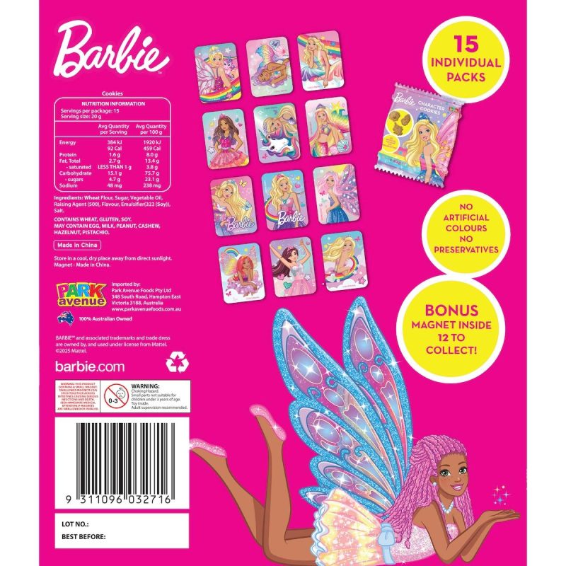 Park Avenue Barbie Mini Cookies Biscuits 15 Pack 300g