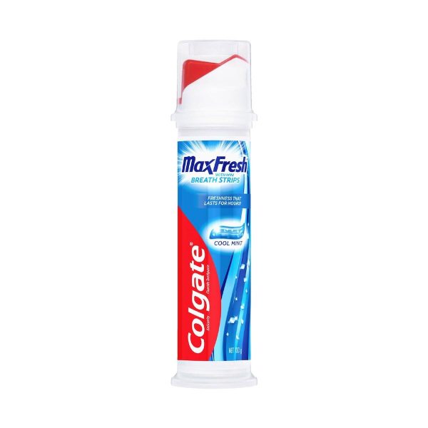 Colgate Max Fresh Pump Toothpaste With Breath Strips Cool Mint 130g