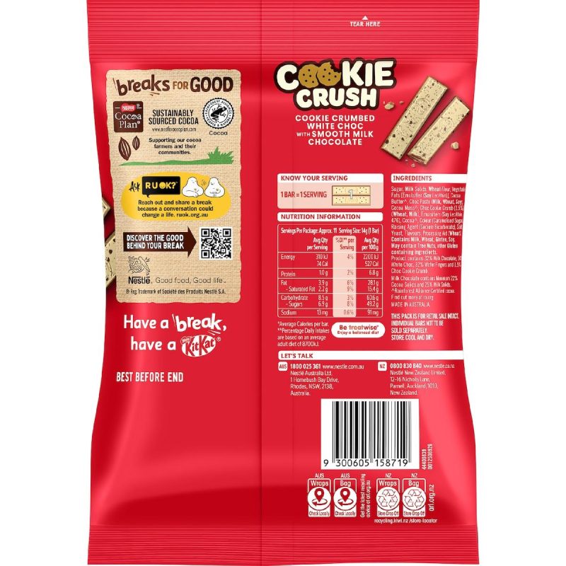 Nestle Kit Kat Cookie Crush Chocolate Bars 11 Pack 154g
