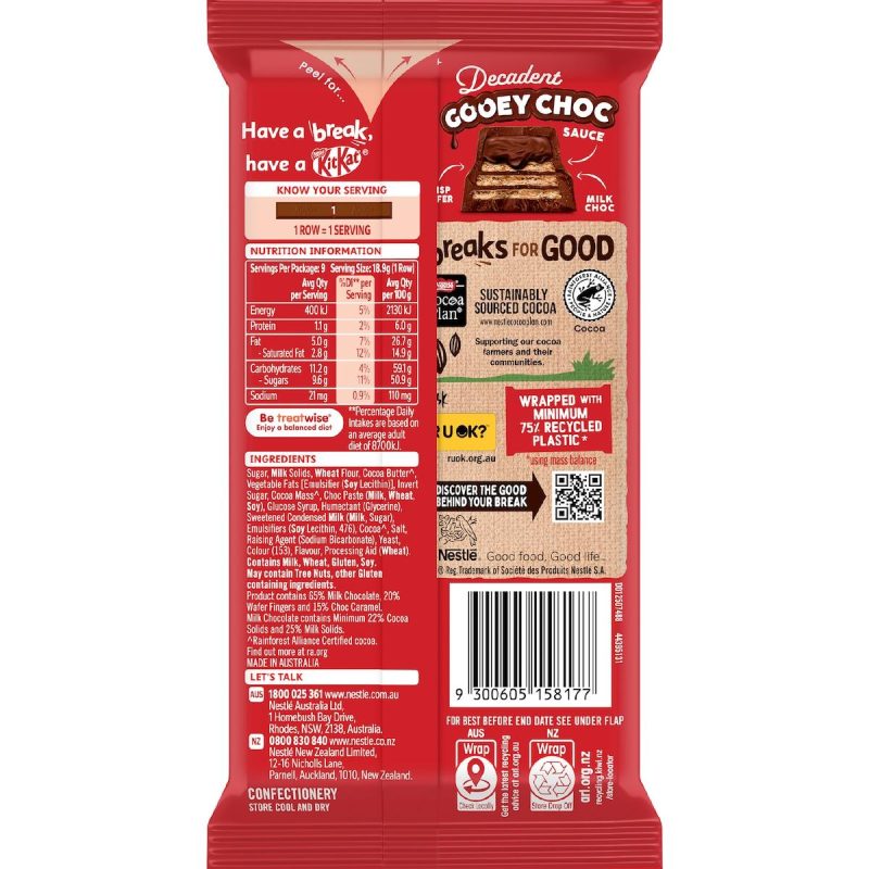 Nestle Kit Kat Gooey Choc Chocolate Block 170g