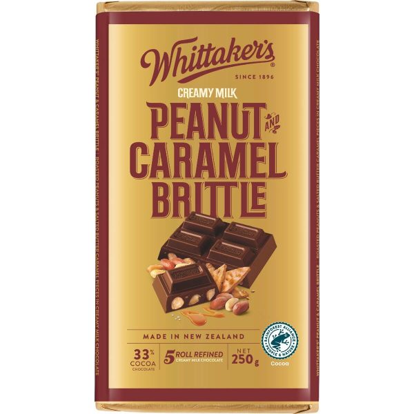 Whittakers Peanut Caramel Brittle Milk Chocolate Block 250g