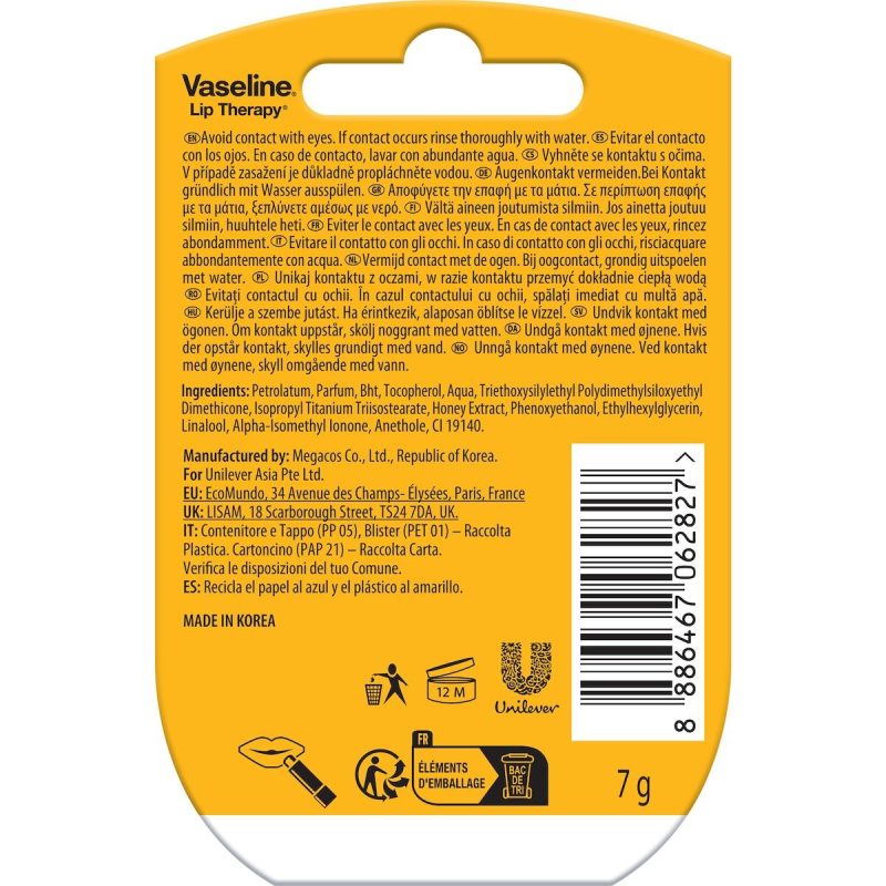 Vaseline Lip Therapy Queen Bee Honey Lib Balm Tub 7g