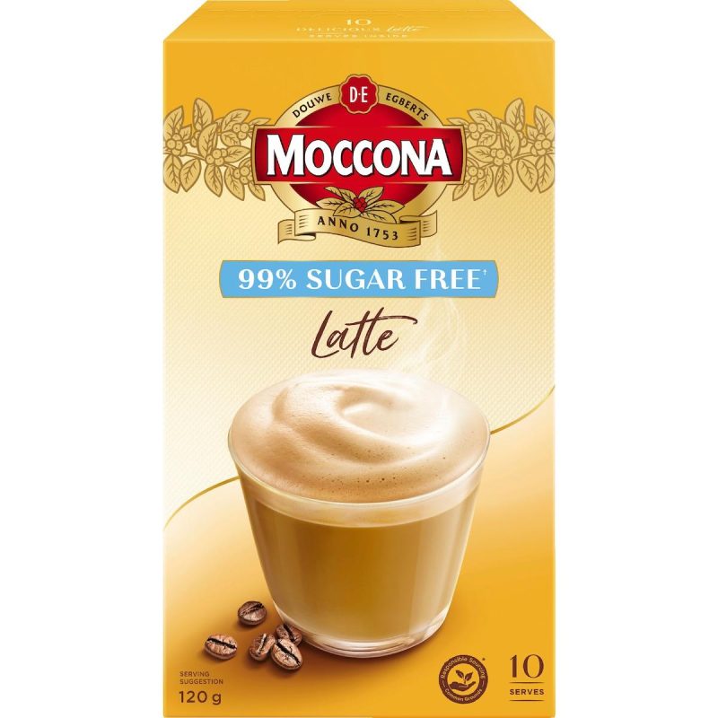 Moccona Latte Sugar Free Coffee Sachets 10 Pack
