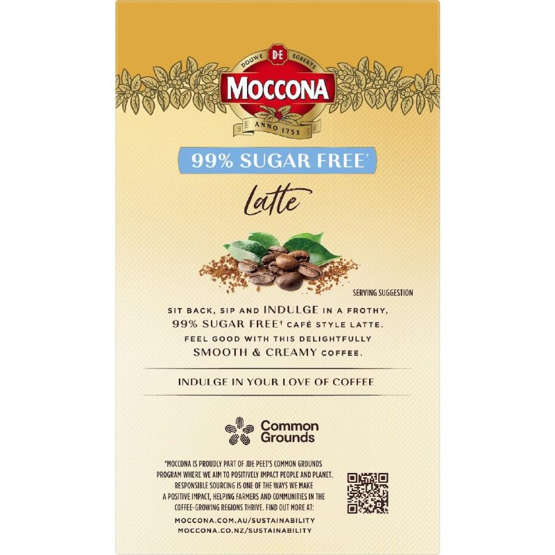 Moccona Latte Sugar Free Coffee Sachets 10 Pack