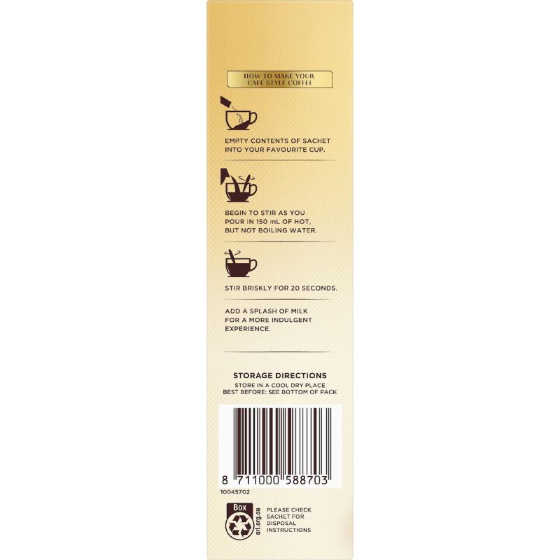 Moccona Latte Sugar Free Coffee Sachets 10 Pack