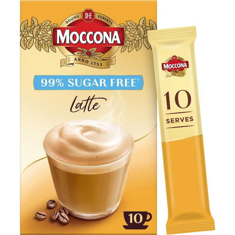 Moccona Latte Sugar Free Coffee Sachets 10 Pack