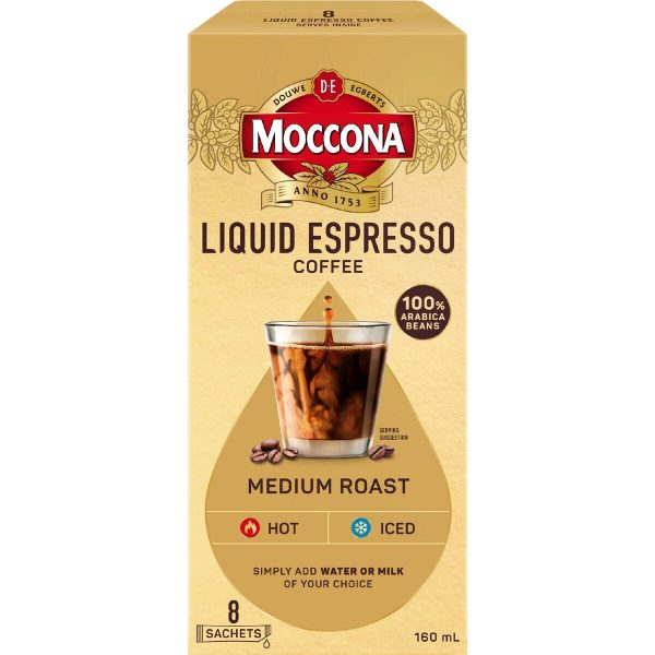 Moccona Liquid Espresso Coffee Medium Roast Sachets 8 Pack