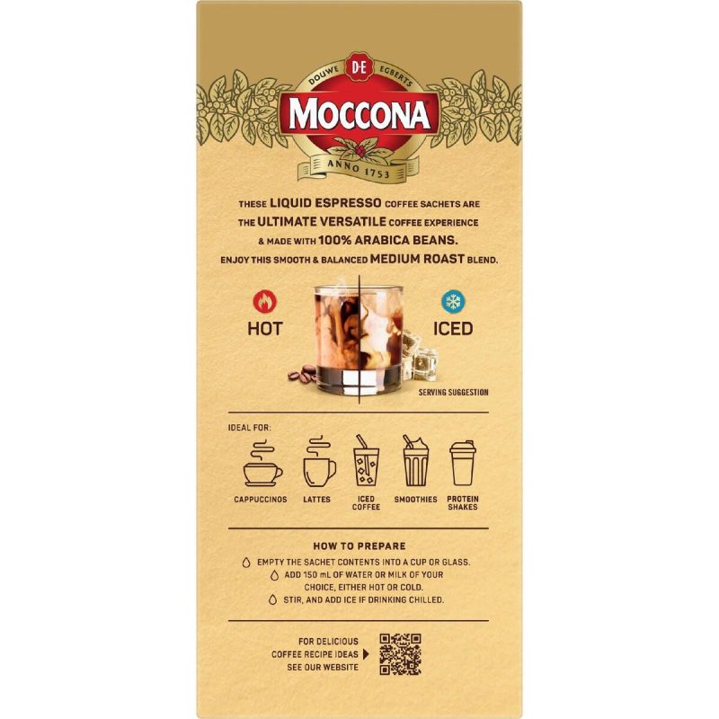 Moccona Liquid Espresso Coffee Medium Roast Sachets 8 Pack