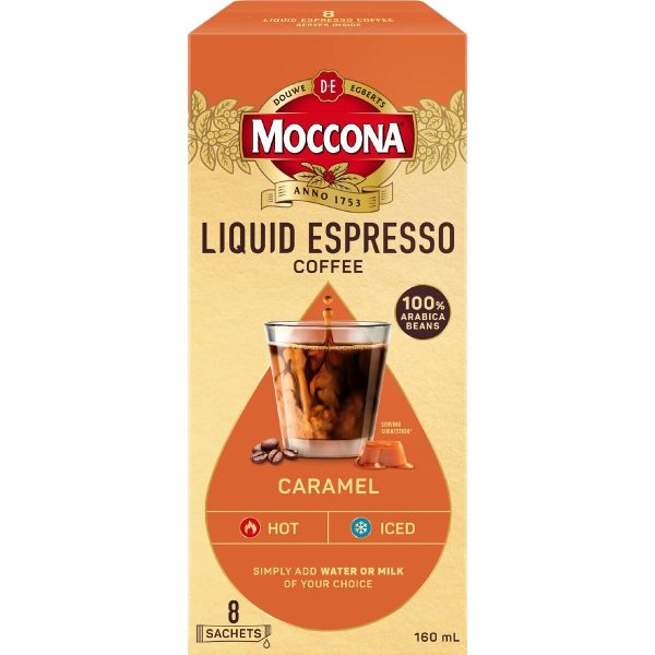 Moccona Liquid Espresso Coffee Caramel Sachets 8 Pack