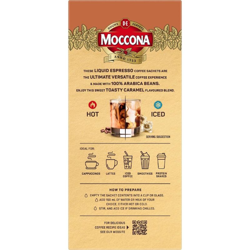 Moccona Liquid Espresso Coffee Caramel Sachets 8 Pack