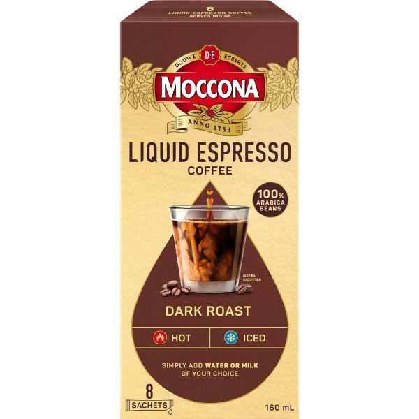 Moccona Liquid Espresso Coffee Dark Roast Sachets 8 Pack