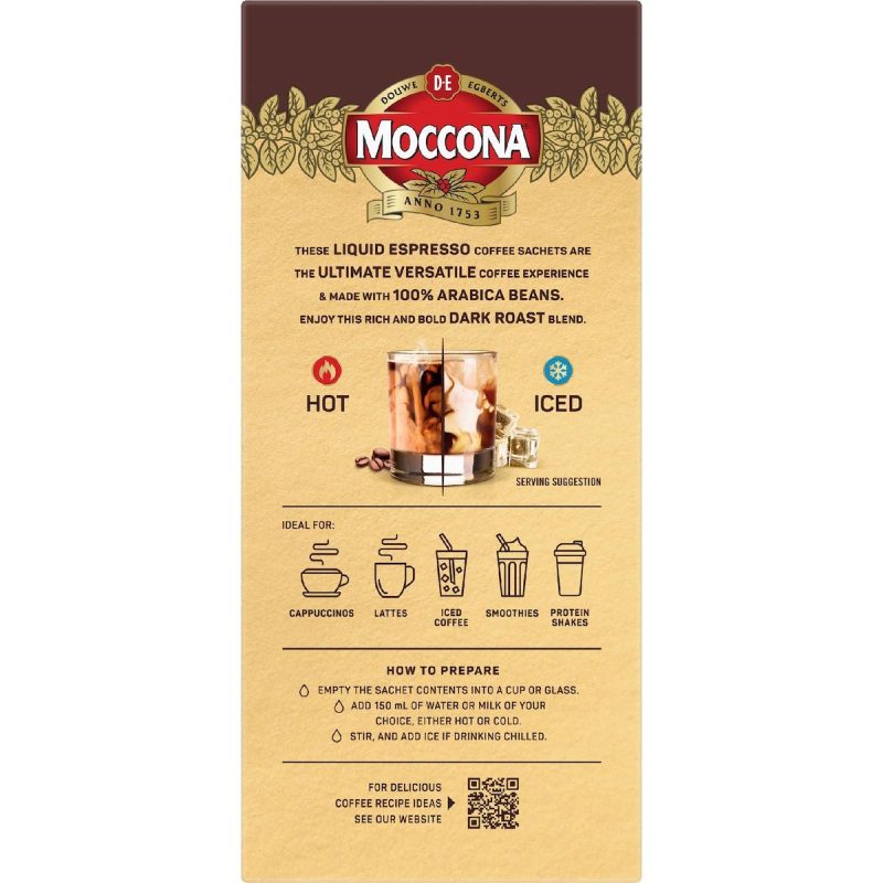 Moccona Liquid Espresso Coffee Dark Roast Sachets 8 Pack