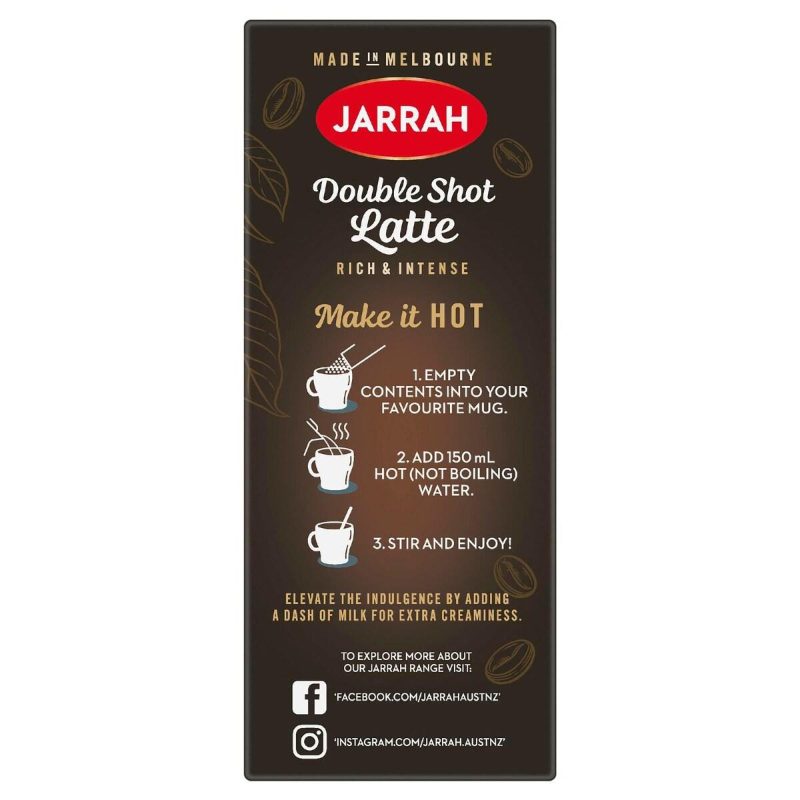 Jarrah Double Shot Latte Coffee Drink Sachets 8 Pack
