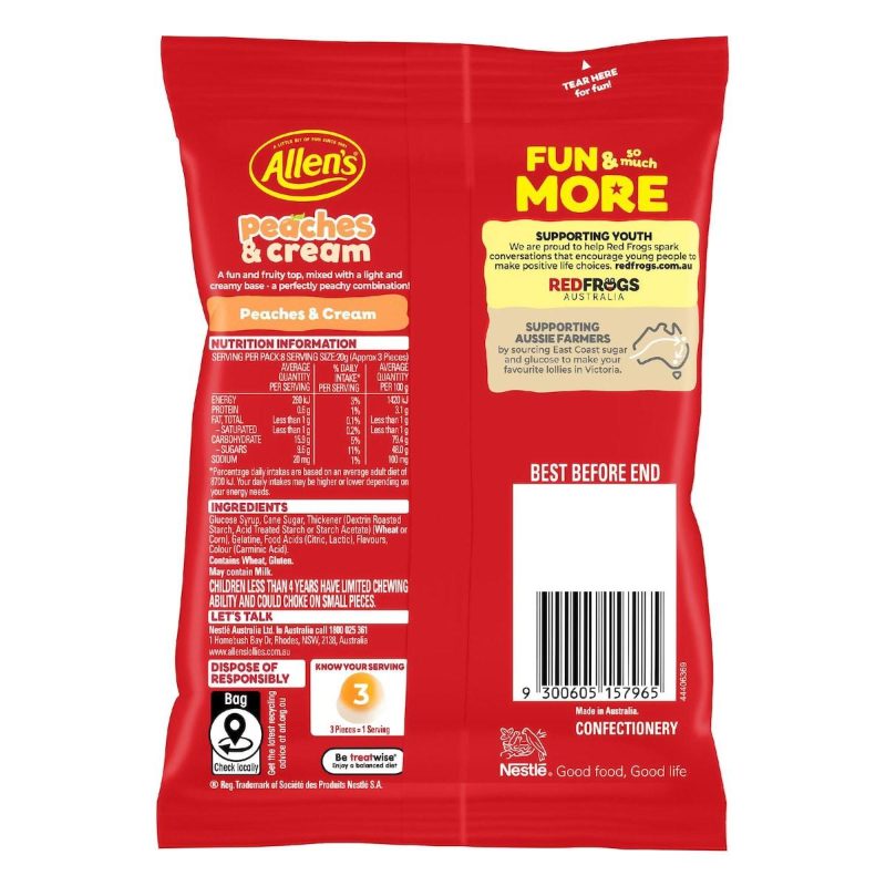Allens Peaches And Cream Lollies Candy 170g