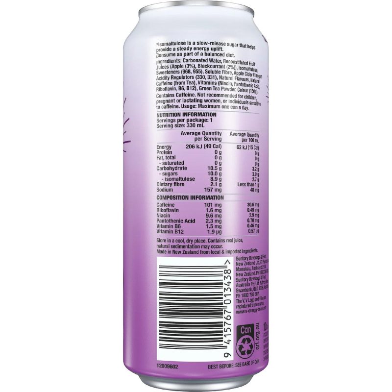 V Energy Rise Sparkling Blackcurrant Drink Can 330ml X 2 Cans