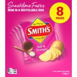 Smiths Potato Chips Salt And Vinegar Multipack 8 Pack 152g