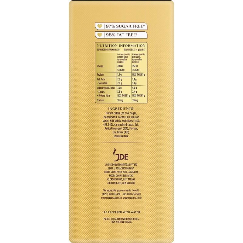 Moccona Double Shot Latte Coffee Sachets 30 Pack