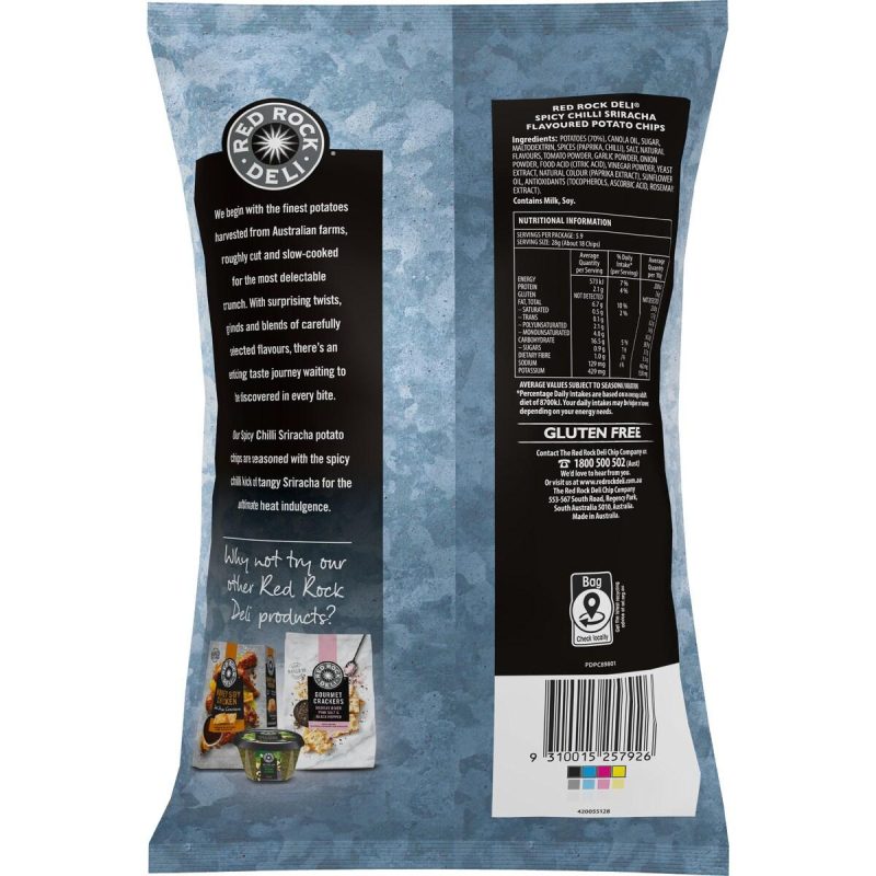 Red Rock Deli Chips Spicy Chilli Sriracha Pack 165g