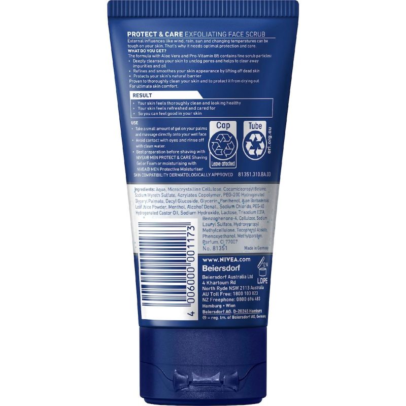 Nivea Men Protect Care Exfoliating Face Scrub With Aloe Vera 75ml