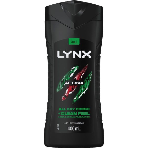 Lynx 3 In 1 Body Face Hair Wash Africa 400ml
