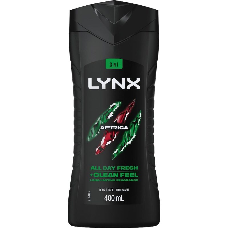 Lynx 3 In 1 Body Face Hair Wash Africa 400ml