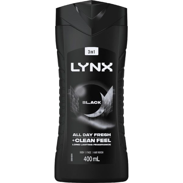 Lynx 3 In 1 Body Face Hair Wash Black 400ml
