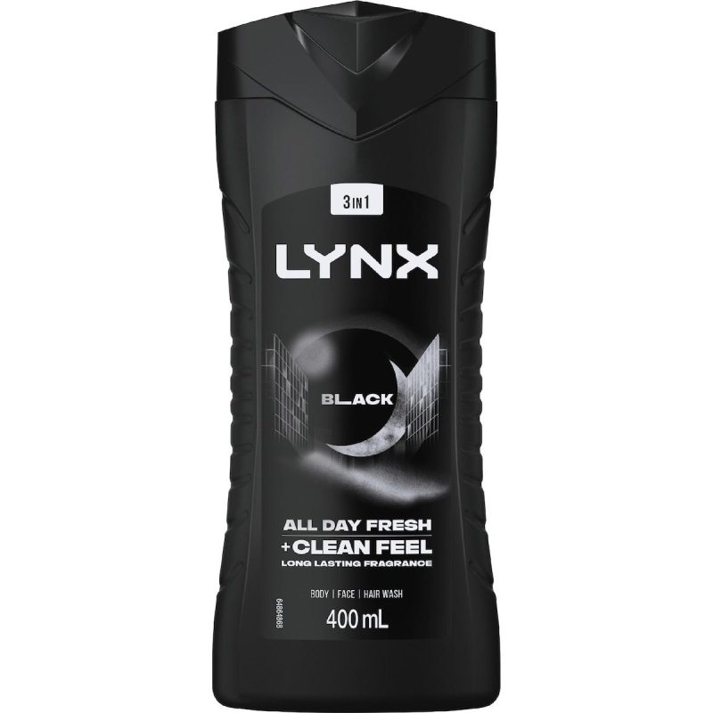 Lynx 3 In 1 Body Face Hair Wash Black 400ml