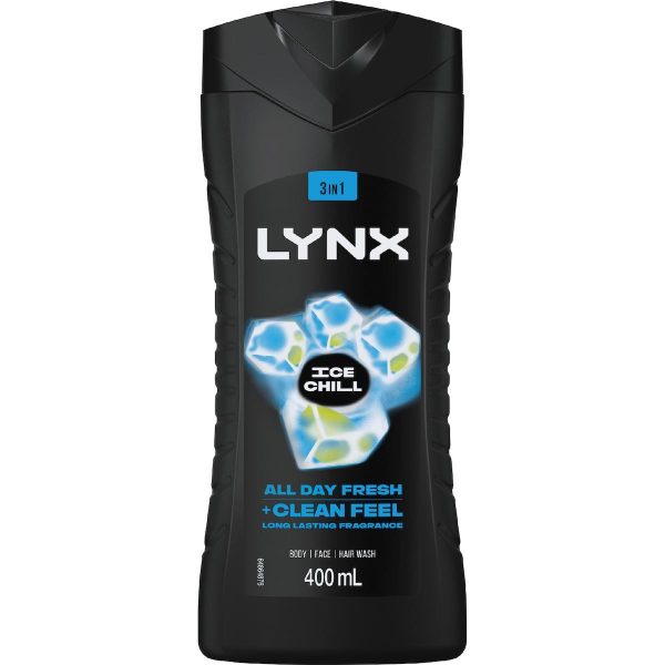 Lynx 3 In 1 Body Face Hair Wash Ice Chill 400ml
