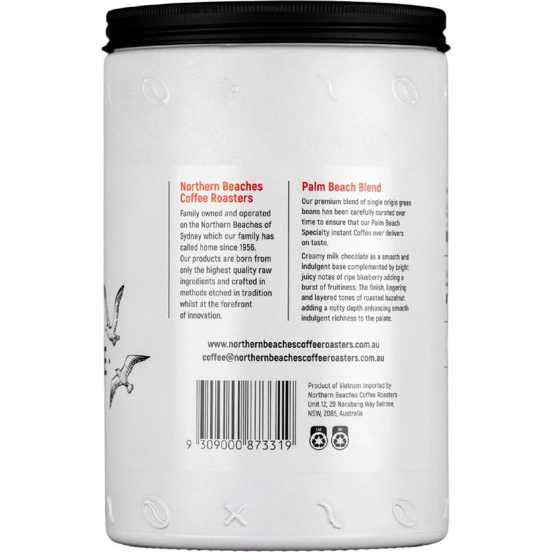 Northern Beaches Specialty Instant Coffee Palm Beach Blend Tub 400g