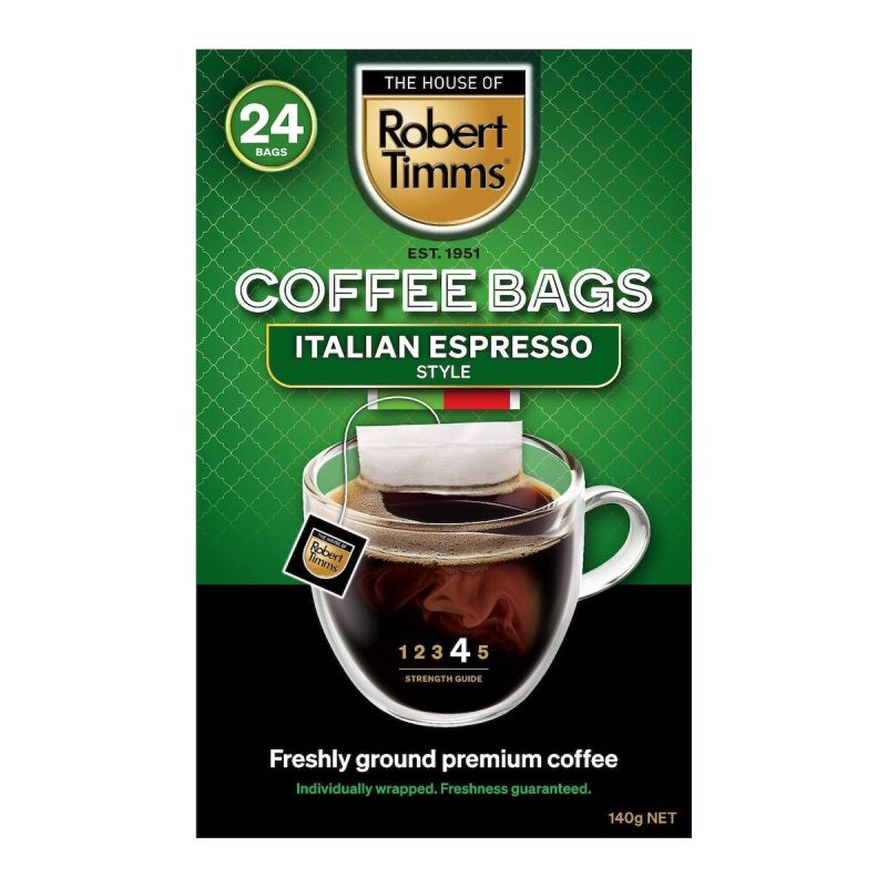 Robert Timms Italian Espresso Style Instant Coffee Bags 24 Pack