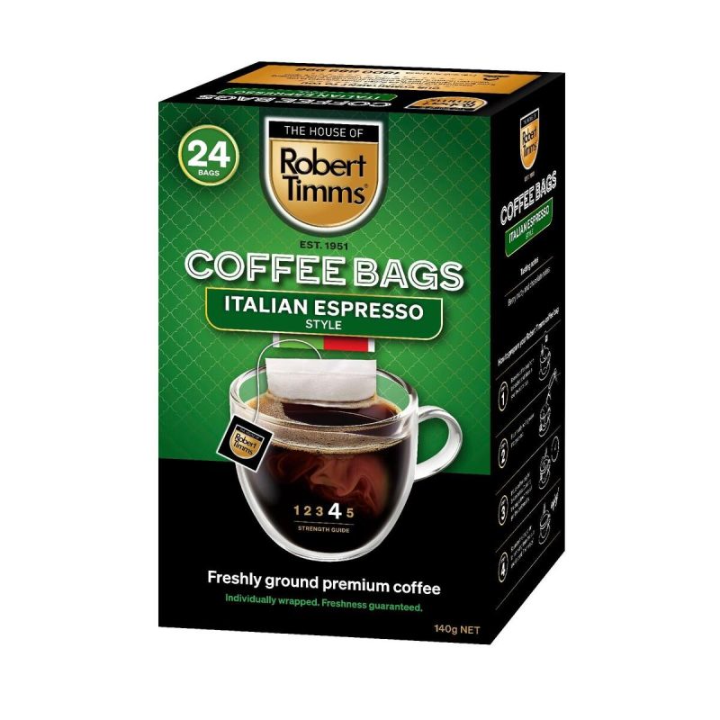Robert Timms Italian Espresso Style Instant Coffee Bags 24 Pack