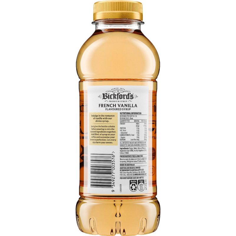 Bickfords French Vanilla Coffee Syrup 500ml
