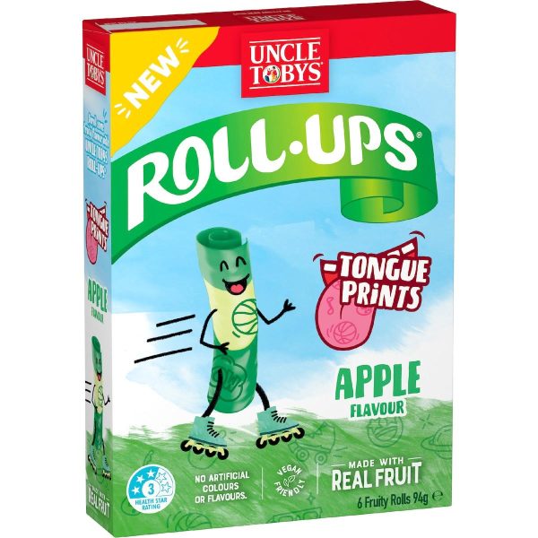 Uncle Tobys Roll Ups Apple Kids Fruit Chewy Snacks 6 Pack