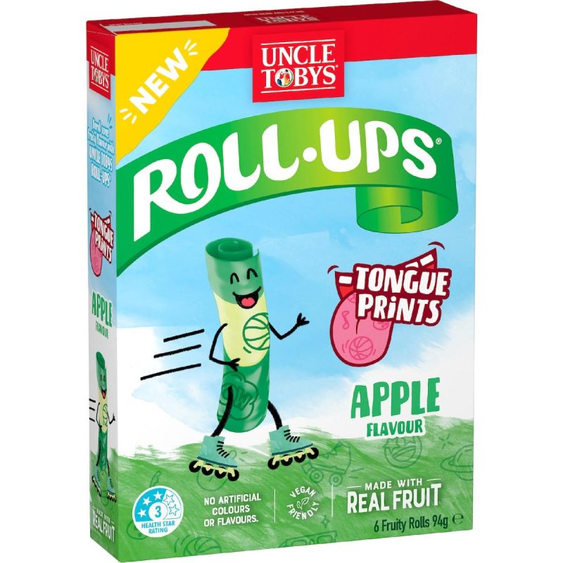 Uncle Tobys Roll Ups Apple Kids Fruit Chewy Snacks 6 Pack