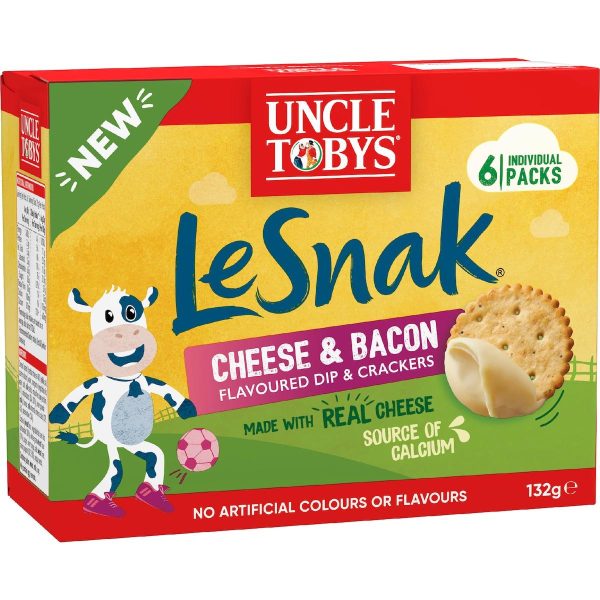 Uncle Tobys Le Snak Cheese Bacon Dip and Crackers 6 Pack