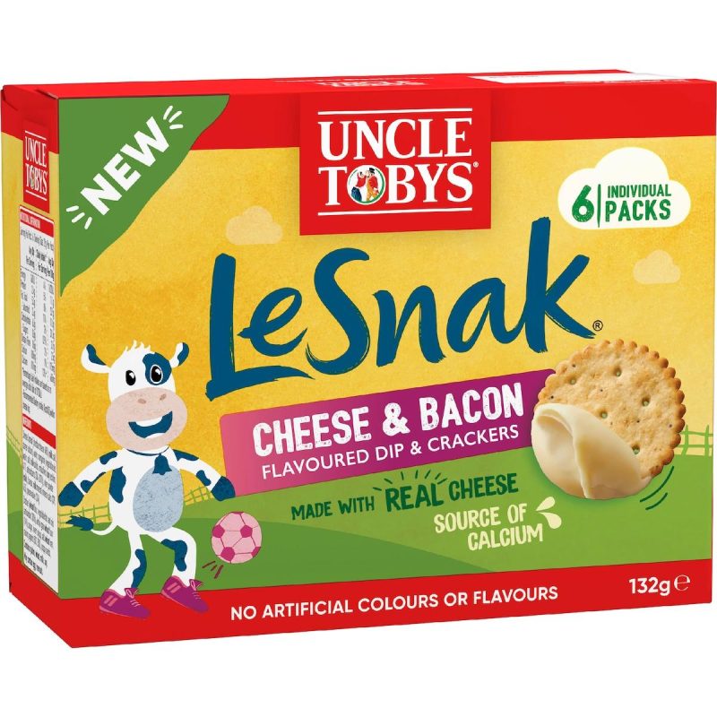 Uncle Tobys Le Snak Cheese Bacon Dip and Crackers 6 Pack
