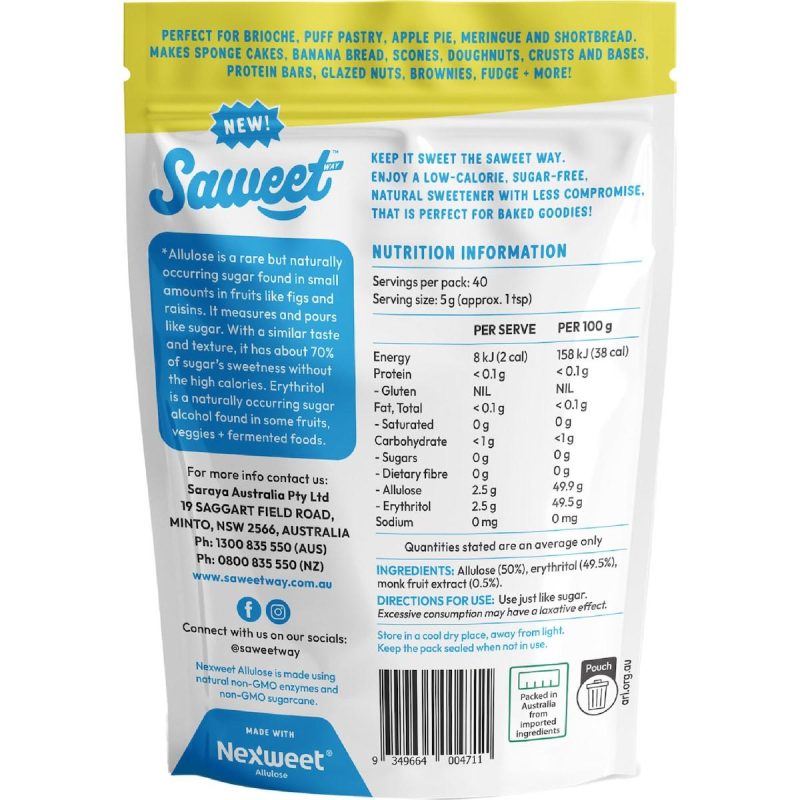 Saweet Baking Allulose Monk Fruit Natural Sweetener 200g