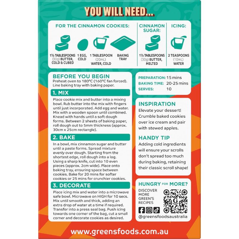 Greens Cinnamon Scroll Cookies Baking Mix 520g