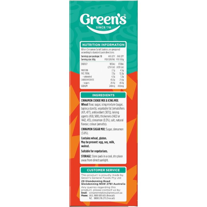 Greens Cinnamon Scroll Cookies Baking Mix 520g