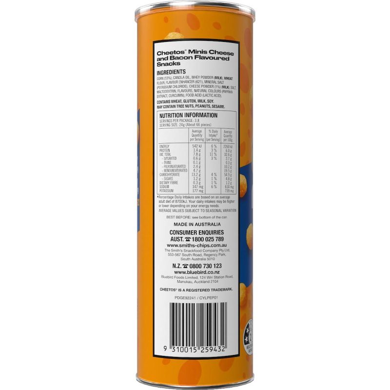 Cheetos Minis Cheese And Bacon Balls Can 90g