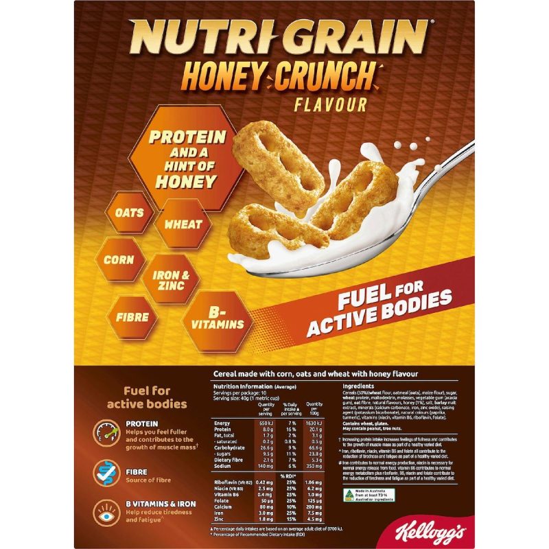 Kelloggs Nutri Grain Honey Crunch Breakfast Cereal 435g