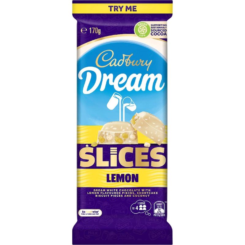 Cadbury Dream Slices Lemon Chocolate Block 170g