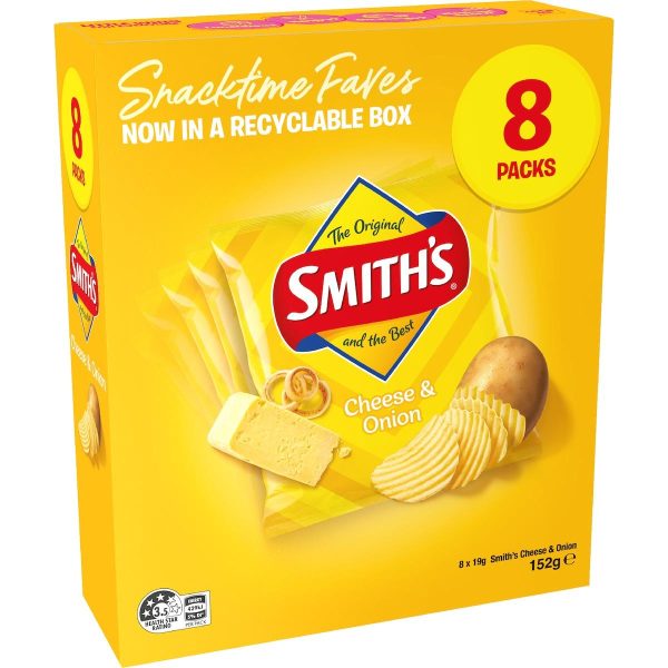 Smiths Potato Chips Cheese And Onion Multipack 8 Pack 152g